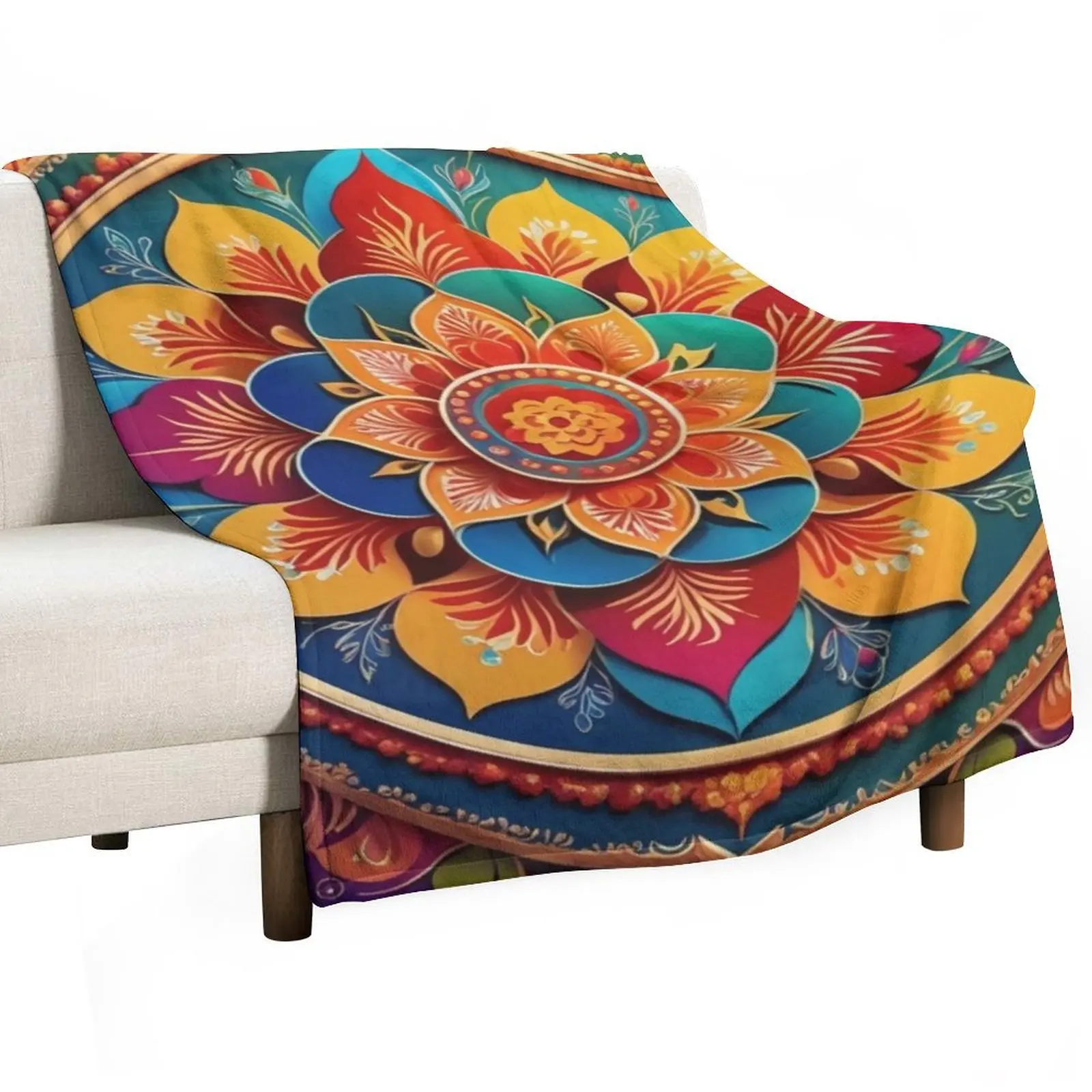 

Diwali Rangoli Firecrackers Diya Throw Blanket Custom Fluffy Softs Luxury For Sofa Thin Blankets