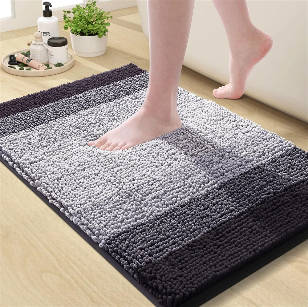 Olanly-Microfiber-Chenille-Bath-Mat-Water-Absorb-Anti-Slip-Bathroom-Rug ...