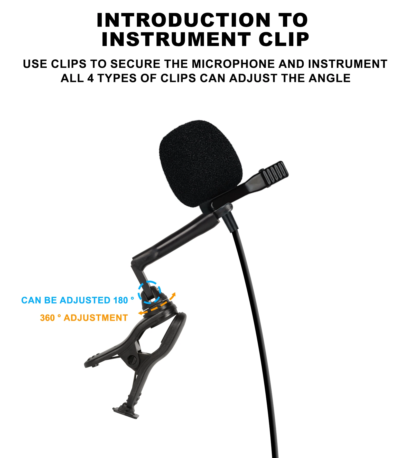 Professional Wireless Instruments Saxophone Microphone Lapel Microphone For Violin, Cello, Brass Percussion Mic