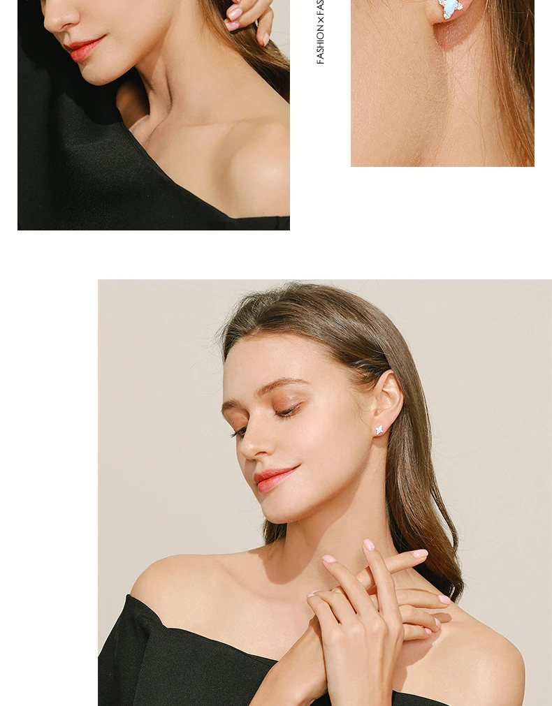 MODIAN Authentic 925 Sterling Silver Geometric Rectangle Natural Opal Jewelry Sets Rings Earrings For Women Wedding Jewelry