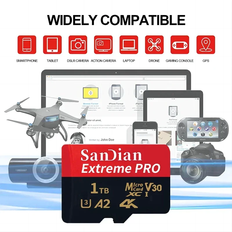 휴대폰 PC 카메라용 SD 카드, 마이크로 메모리 카드, 고속 클래스 10 SD 메모리 카드, 비디오 카드, 128GB, 256GB, 512GB, 1TB