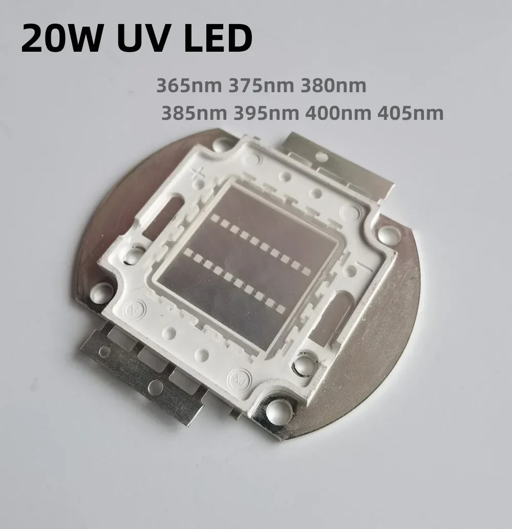 Description Picture 5 of item20W High Power Light UV Purple LED 365nm 375nm 380nm 385nm 395nm 400nm 405nm Ultraviolet Bulbs Lamp Chips