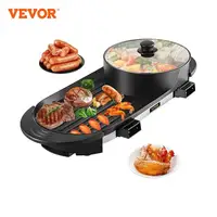 VEVOR 2 in 1 Electric BBQ Pan Grill Hot Pot Portable Smokeless Durable Material Fast Even Heated for Shellfish Vegetables Home 1