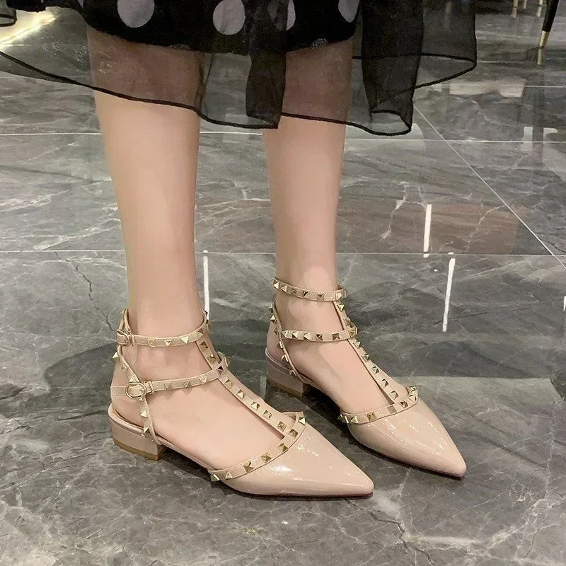 

Женские босоножки с ремешком на застежке, туфли с заостренным носком и квадратным каблуком, лето 2024