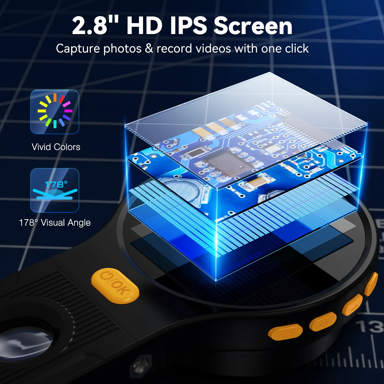2-in-1 휴대용 USB 디지털 현미경 1000X 코인 현미경 2.8인치 PC, 전자제품 수리 및 취미용 휴대용 마이크로캠