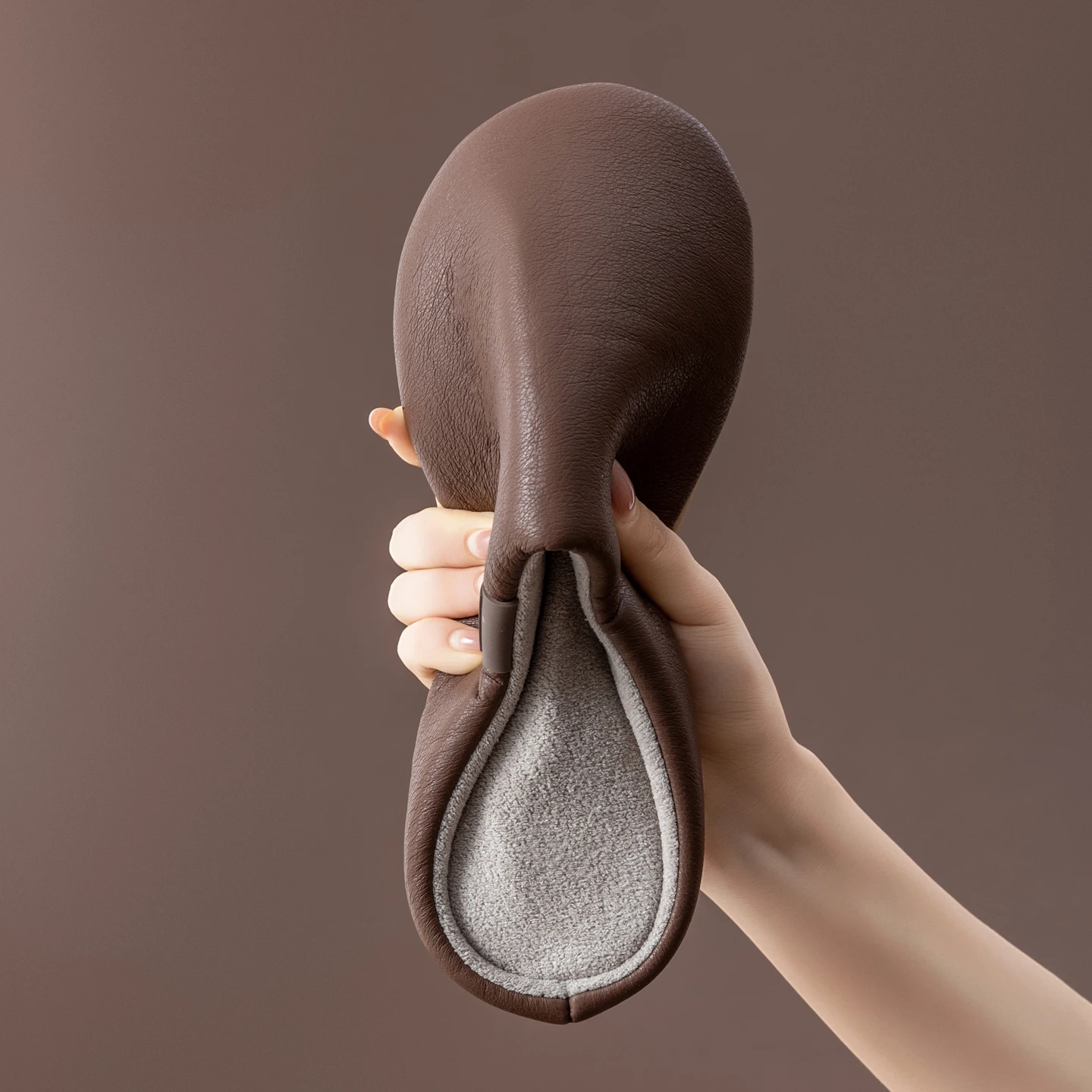 شباشب شتوية للرجال مبطنة بالصوف، جلد PU مقاوم للما...