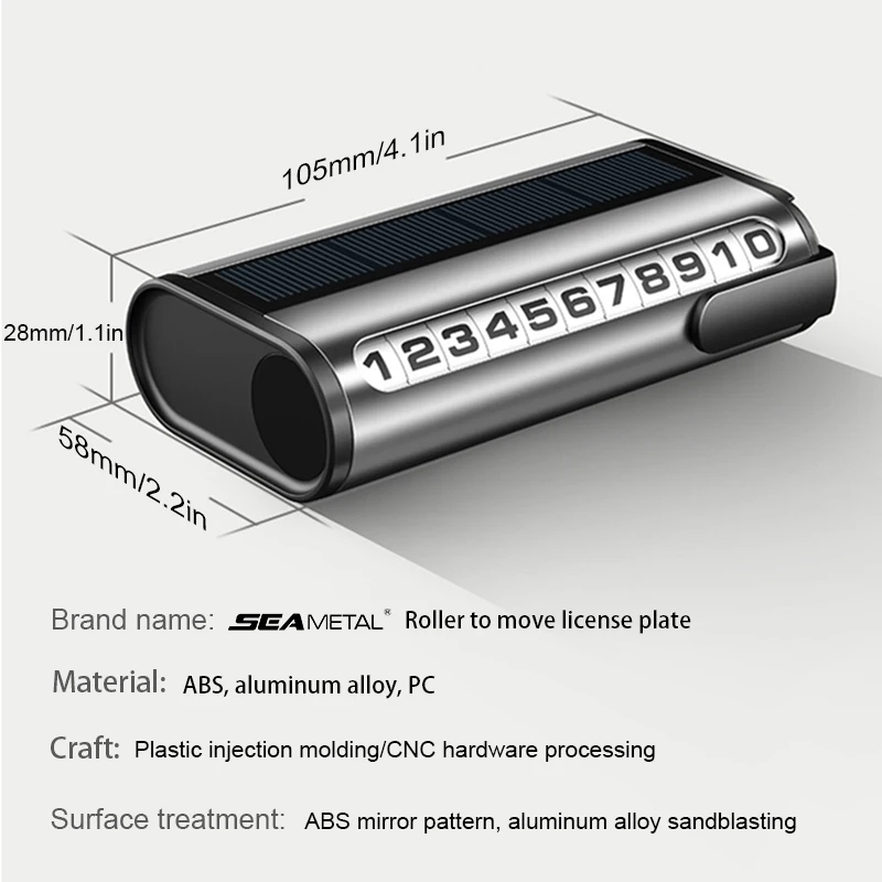 Solar Powered Aluminum Car Parking Number Plate