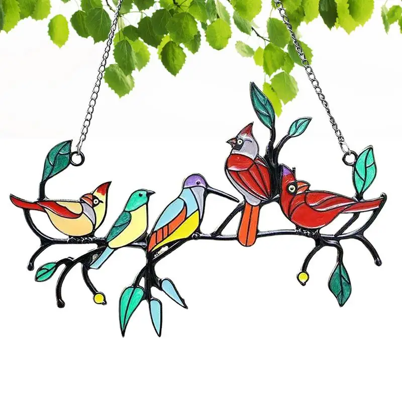 Finestra In Vetro Colorato Per Uccelli Hang Multicolore Bird Art Sun Catcher Bird Lover Regalo Per Le Donne Mamma Nonna Hang Ornament For Home