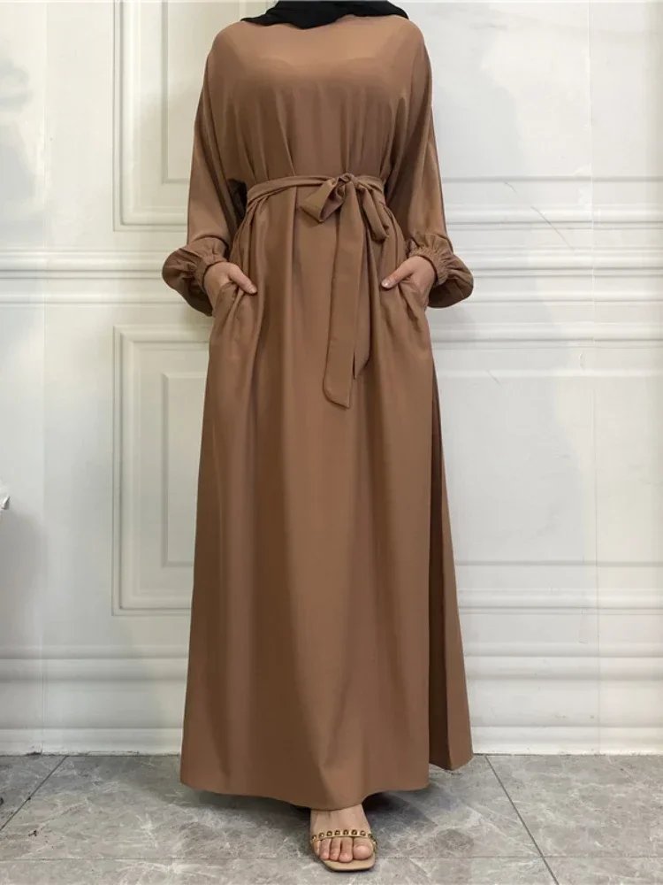 Plain Abaya Dubai Muslim Hijab Dress Elastic Sleeves Basic Closed Abayas for Women Turkey Ramadan Islamic Clothing Kaftan Robe
