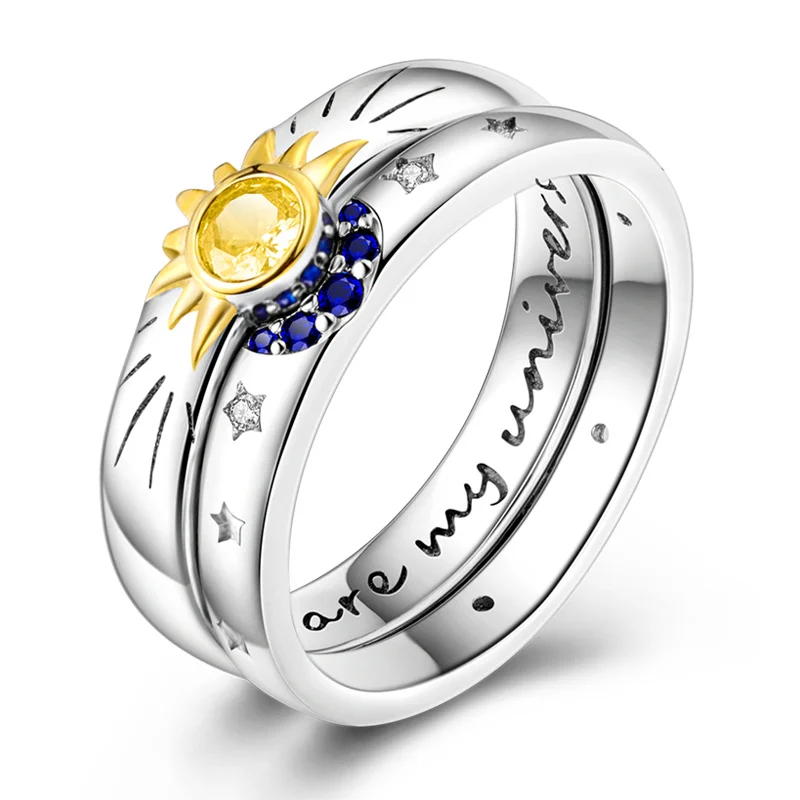 925 Sterling Silver Sparkling Rings For Women Fashion Jewelry Stackable Ring Ladybug Moon and Star Ring Gift silver rings silver ring