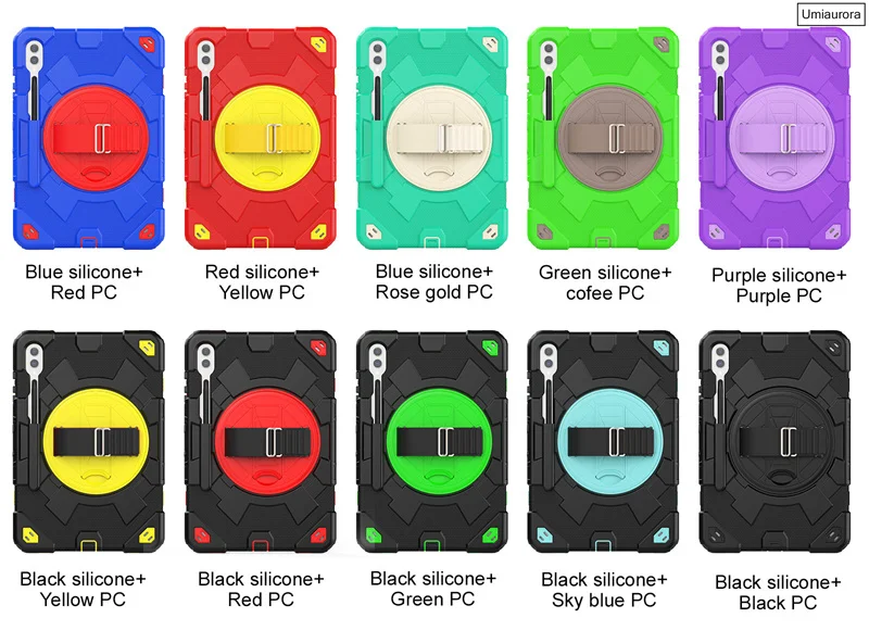 For Samsung Galaxy Tab S9 FE Plus 12.4 inch SM-X810 SM-X610 SM-X710 Tablet Case Kids PC Silicone Rotation Strap_voghion.com