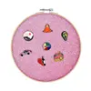 Canvas Leather Embroidery Hoop for Display Pins Buttons Wall Decoration Home Gift Decorative Brooch Pins Organizer 87HA 6