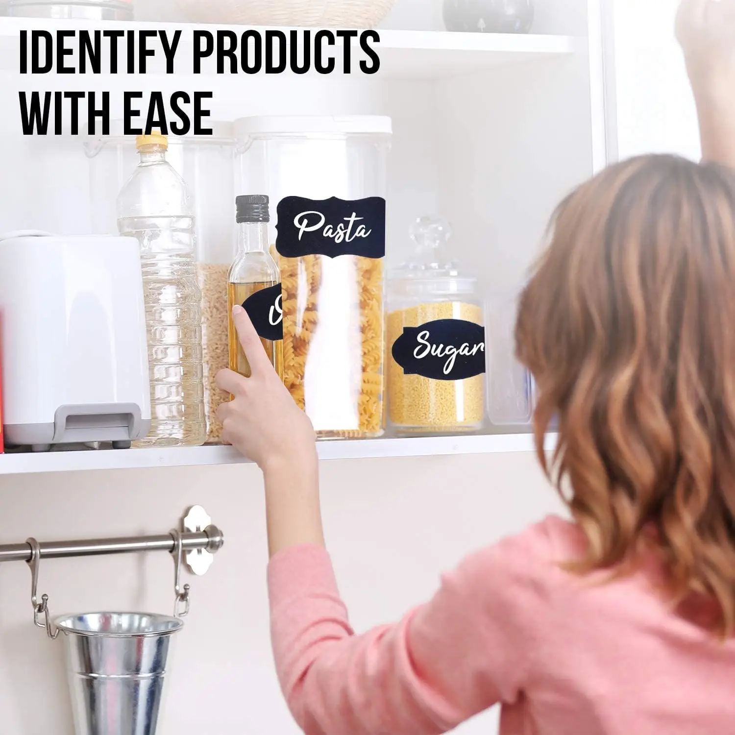 48/96 Chalkboard Labels Set for Jars-Chalkboard Labels Stickers with Chalk Marker-Black Chalk for Containers Pantry