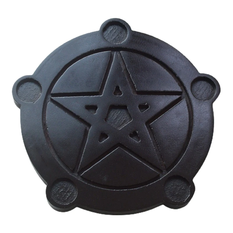 

Wooden Candle Holder Astrology Pentacle Altar Plate Divination Ma-gic Candlestick Table Energy Ornaments Ta-rot Supplies