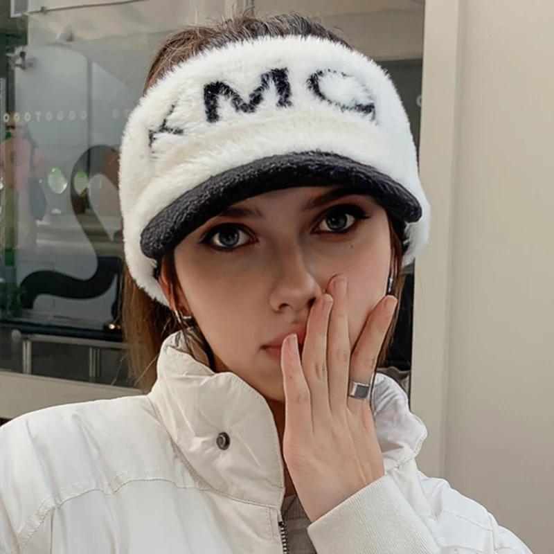 Nuovo elastico lavorato a maglia da donna con berretto caldo antivento da golf con linguetta d'anatra_voghion.com