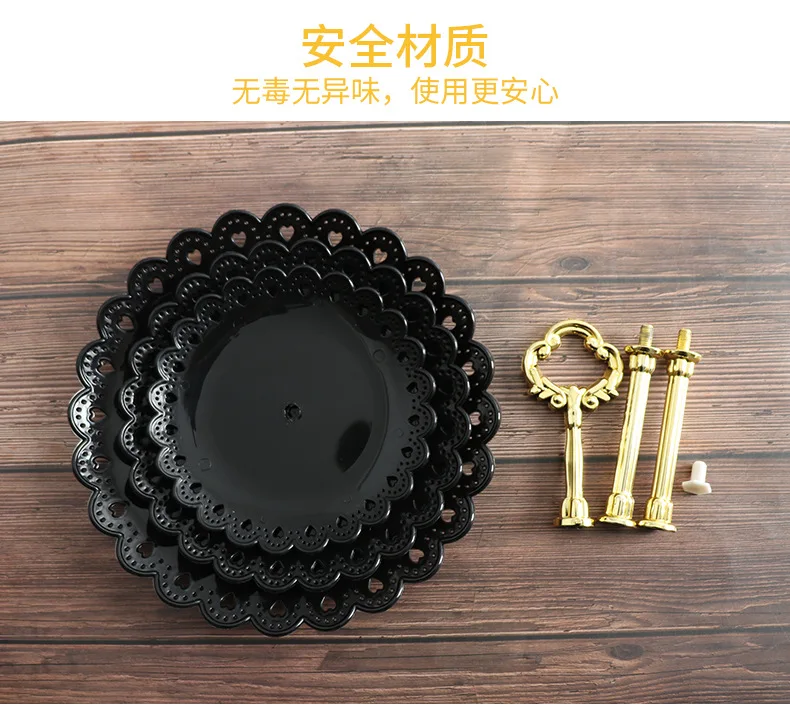 Description Picture 6 of item3 Tier Cake Tray Afternoon Tea Wedding Plates Party Tableware European Simply Style Creative Petal Fruit Tray Display Shelf
