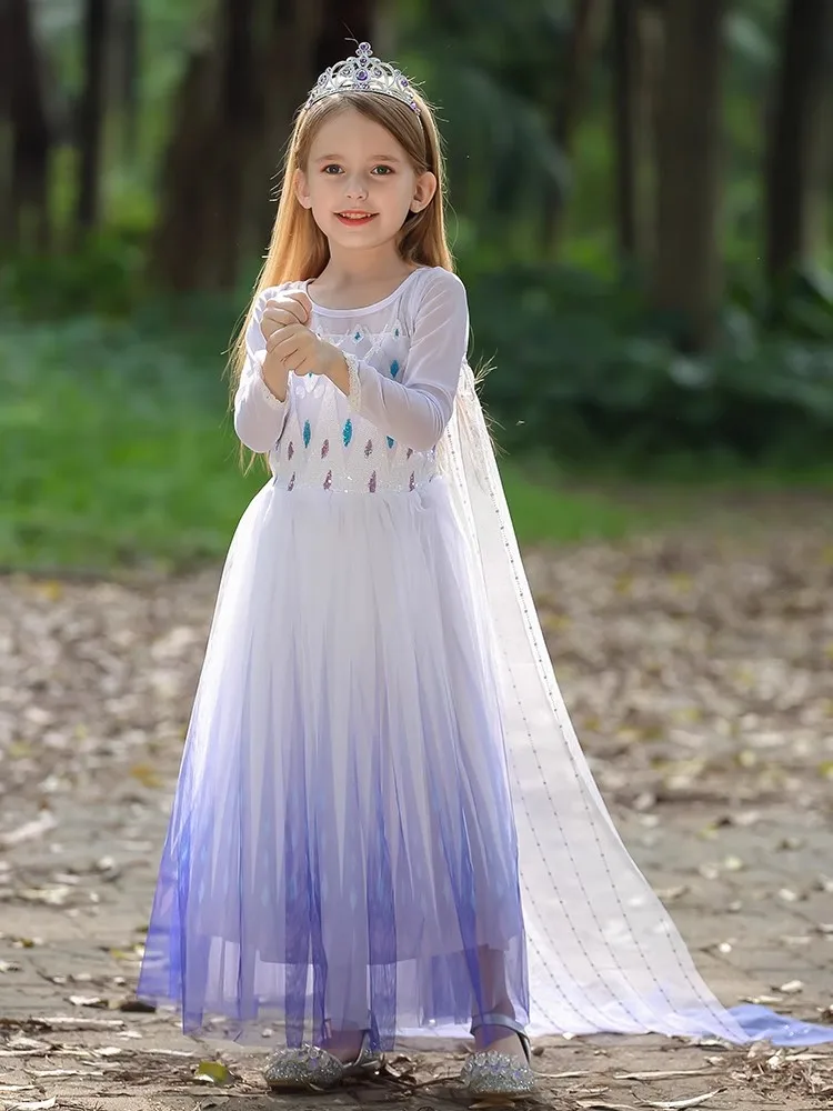 Elsa Dress Kids Girl Formal Princess Long Dress Summer