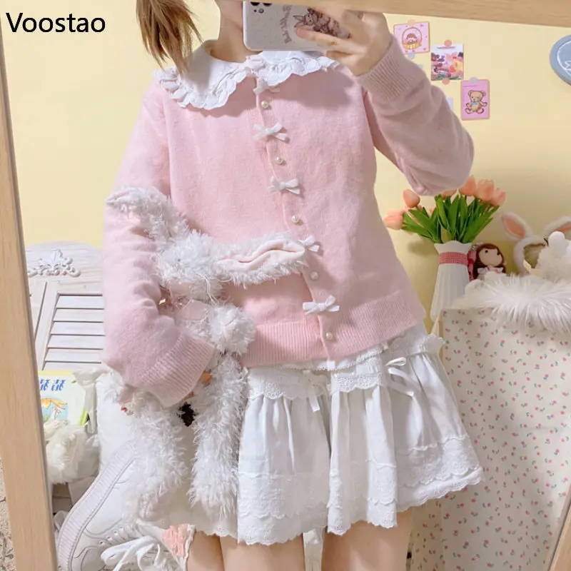 Autumn Japanese Kawaii Girls Lolita Knitted Cardigan Sweet