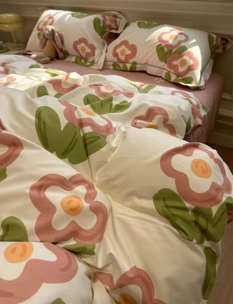 

Lovely sweet pastoral flower bedding set,twin full queen King rustic warm cotton home textile bed sheet pillow case quilt cover