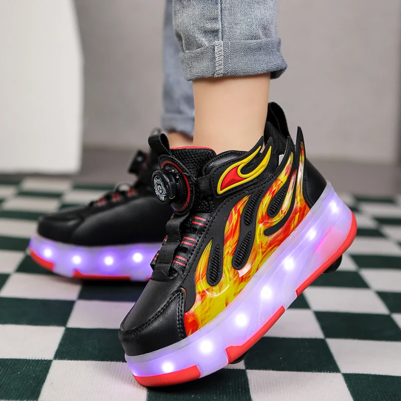 Description Picture 6 of itemChildren's Sports Shoes Roller Skating 4-Wheel USB Charging Spring and Autumn New Casual Outdoor Sports Training Skate Shoes