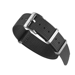 Ribbed Nylon NATO Watchband Strap - Premium Military - Grade Bracelet - 22mm (Black)