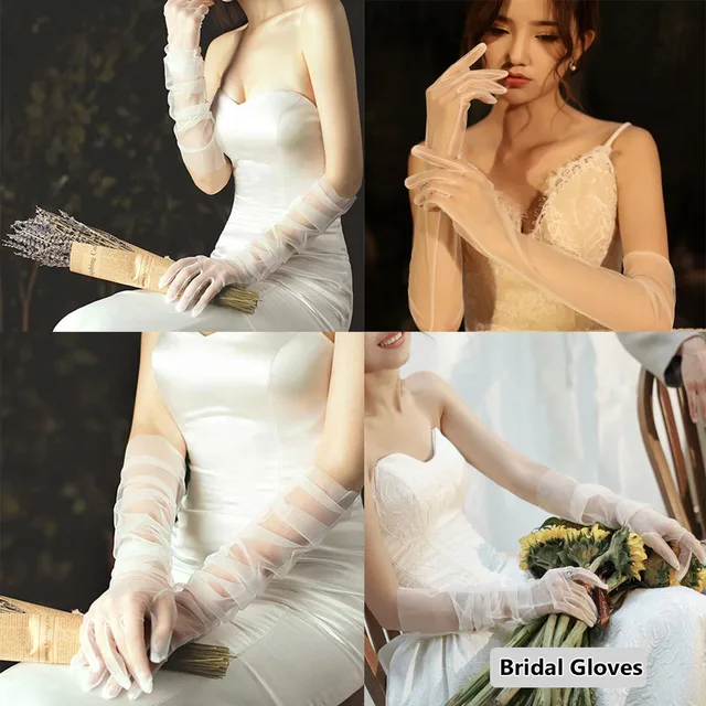 Guantes Largos De Nailon Transparente Para Mujer - Ideales Para Fiestas, Bodas Y Halloween