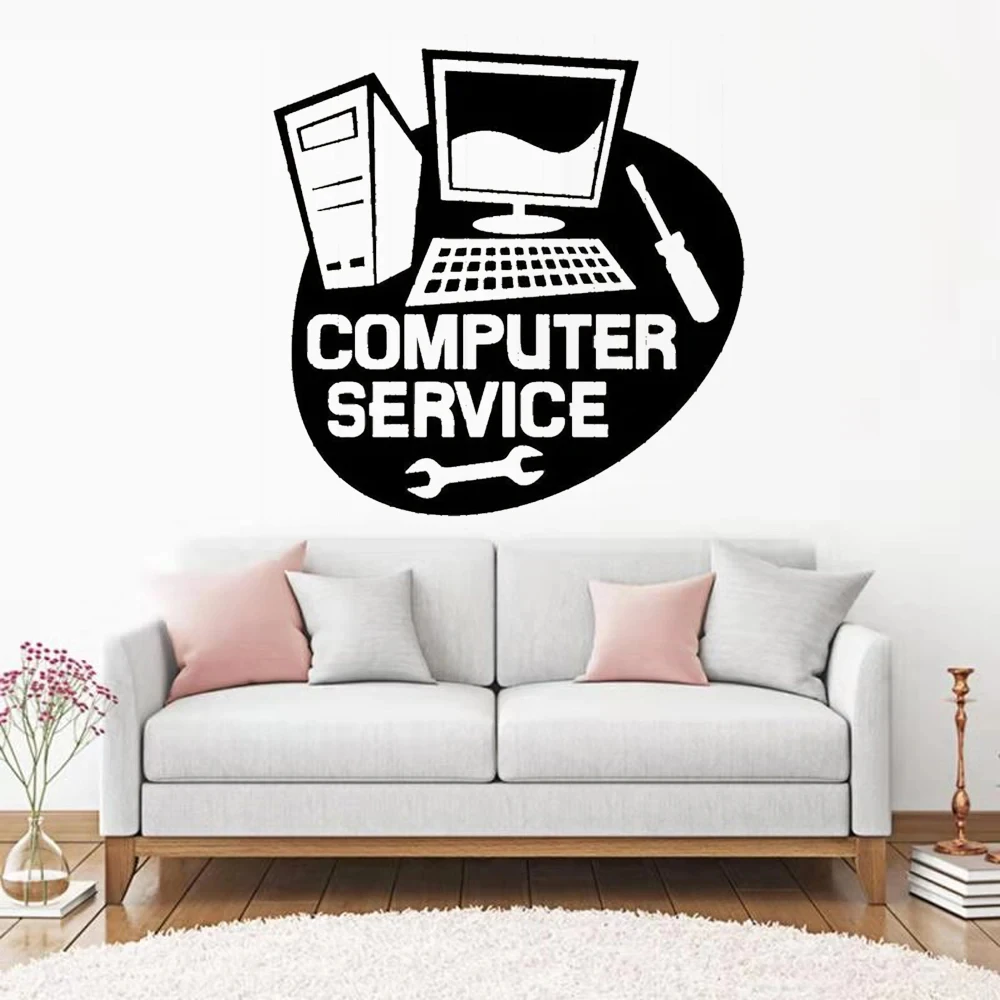 Vinyl Wall Decal Computer Service Repair Stickers Mural Creative Symbol Removable Window Decor Interior Poster
