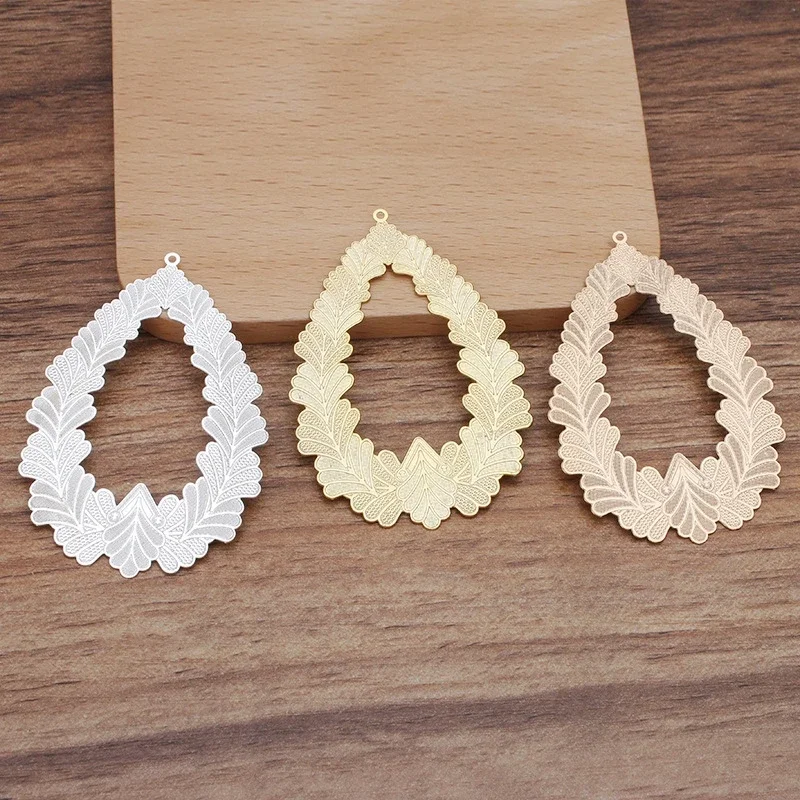 BoYuTe 물방울 모양의 황동 시트 펜던트 재료, 쥬얼리 제작 DIY, 43x61mm, 10 개/로트