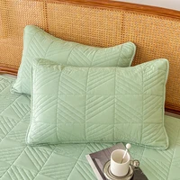 Solid Color Quilted Fitted Sheet Set - Deep Pocket Sheet with 2 Pillowcase, Soft Mattress Cover Suitable for Fall Winter Spring 5