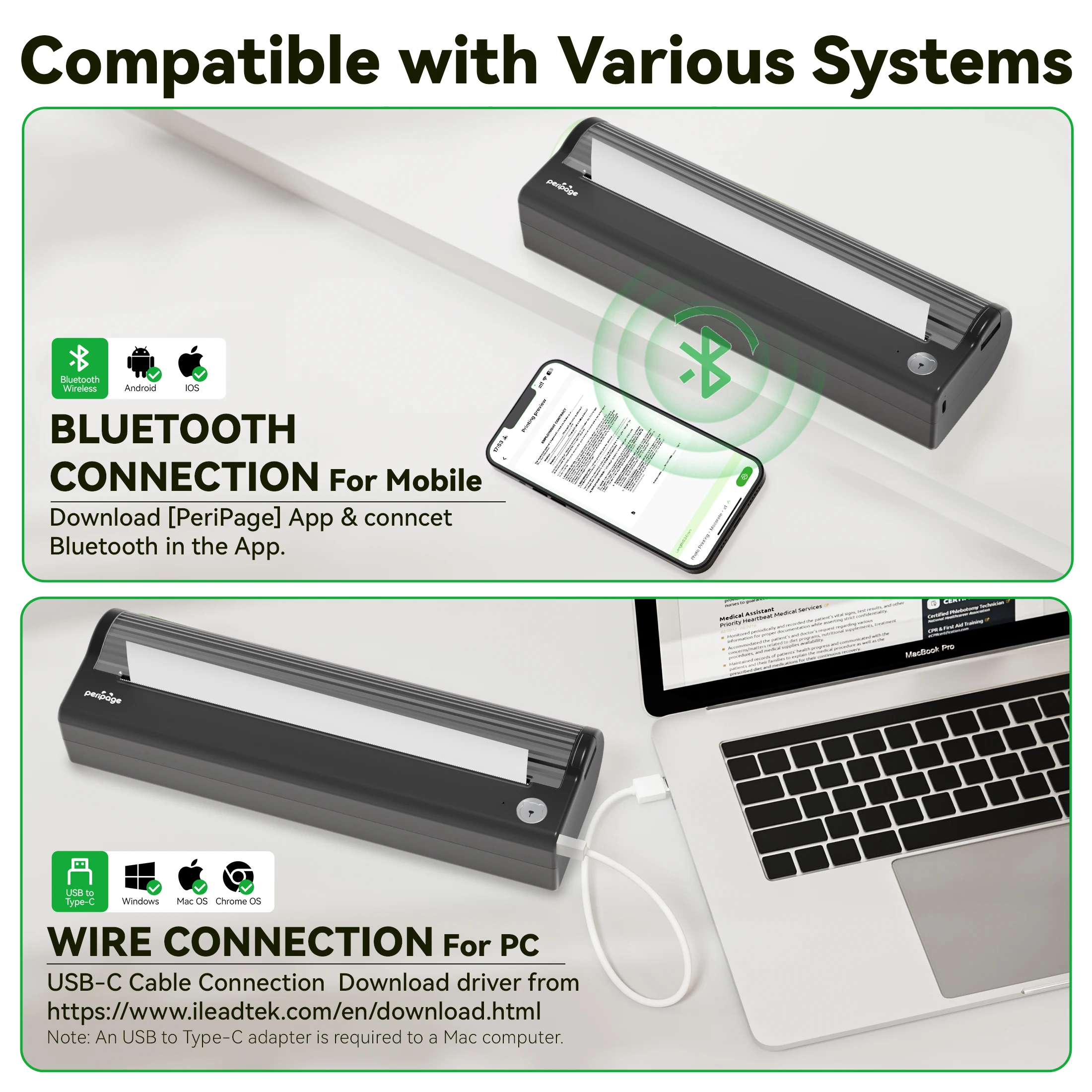 Official 304DPI Peripage P80 Portable Thermal Printer A40 Inkless Tattoo Stencil Transfer Maker For Mobile Travel Office Print