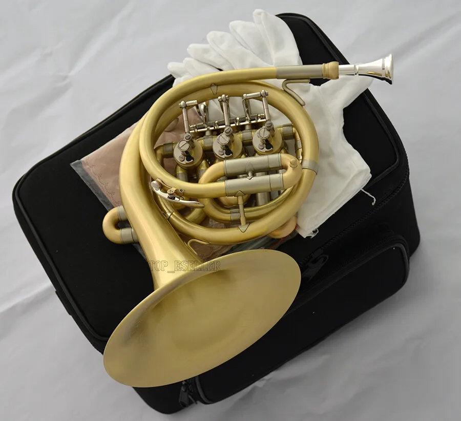High Grade Matt Brass Piccolo Mini French Horn Bb with Case