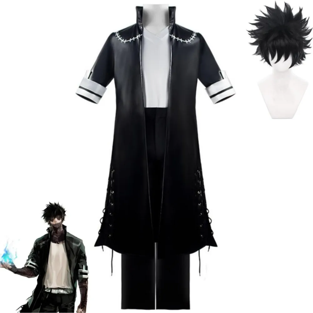 

Anime My Hero Academia Boku No Hero Academia Dabi Cosplay Costume Wig Black Jacket Pants T-shirt Halloween Carnival Party Suit