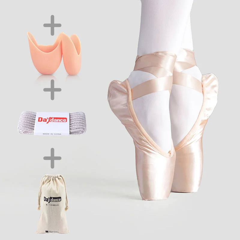 Ballet Shoes Women Child and Adult Pointe Professional with Ribbons Satin Canvas