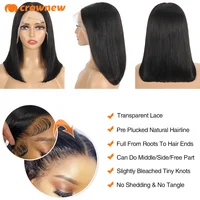 Bob perruque cheveux humains 100% perruques de cheveux humains 13x4 Hd Transparent dentelle avant perruques cheveux humains droite dentelle frontale Bob perruques pas cher perruques 3