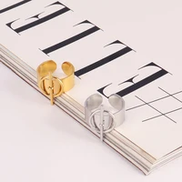 316L Stainless Steel Ring For Women Men Punk Geometric Wide Open Finger Rings Female Lock Round Charms Chain Rings Jewelry 2