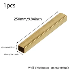 Premium Brass Hollow Square Tubing - 250mm Length, Various Diameters (16x16x250mm 1pcs)
