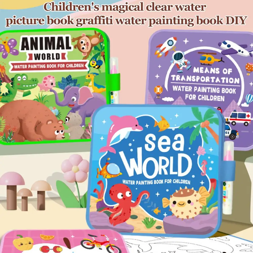Libro magico per disegnare con l'acqua, blocco da colorare riutilizzabile, lavagna per pittura fai da te, regalo educativo per bambini - immagine 2