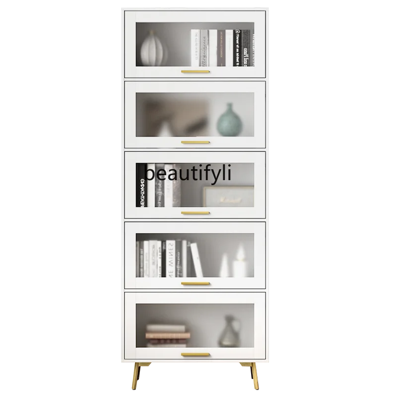 

zqNordic Combined Bookcase Simple Modern Light Luxury Bookshelf And Storage Shelf Office Locker Curio Cabinet