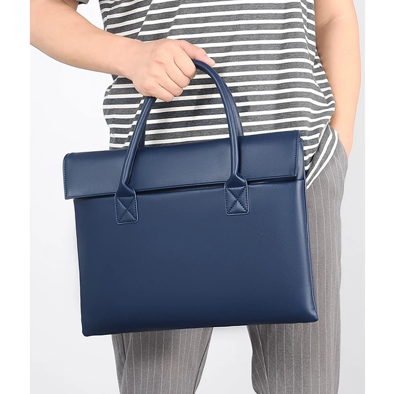 цена PU Leather Briefcase Women Executive Handbag Office Work File Business Commuting Meeting Simple Lady Bag for Man 14 inch Laptop