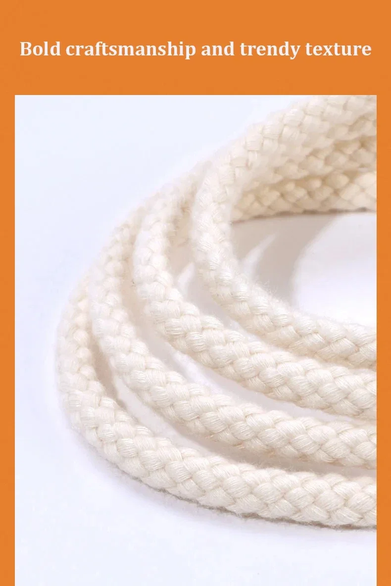 1 Paar klassische Baumwollgeflecht-Canvas-Schnürsenkel für lässige Turnschuhe AF1/AJ Hanfseil runde Schnürsenkel 7 mm dicke Schnürsenkel – Detail 5