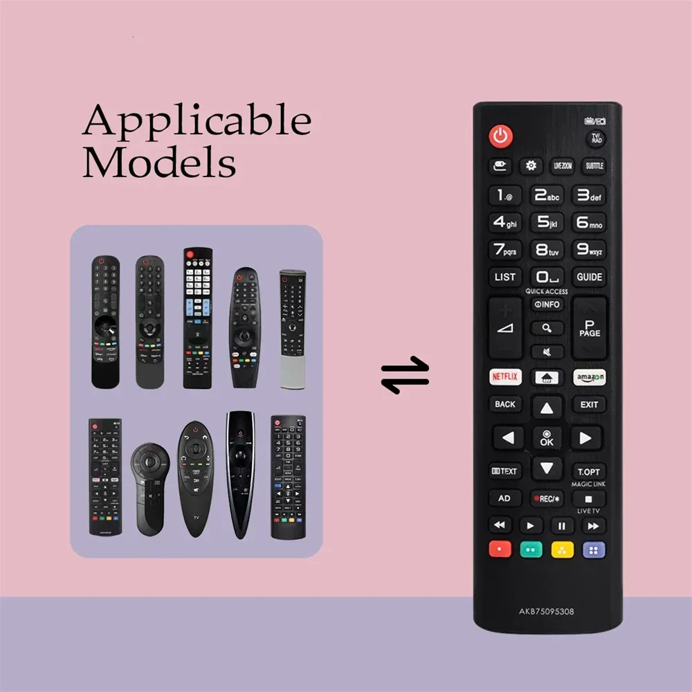 Universal Remote Control Replacement Black D-Pad Learning IR Remote Control LG Electronics For AKB75095308 LG SMART TV 433MHZ