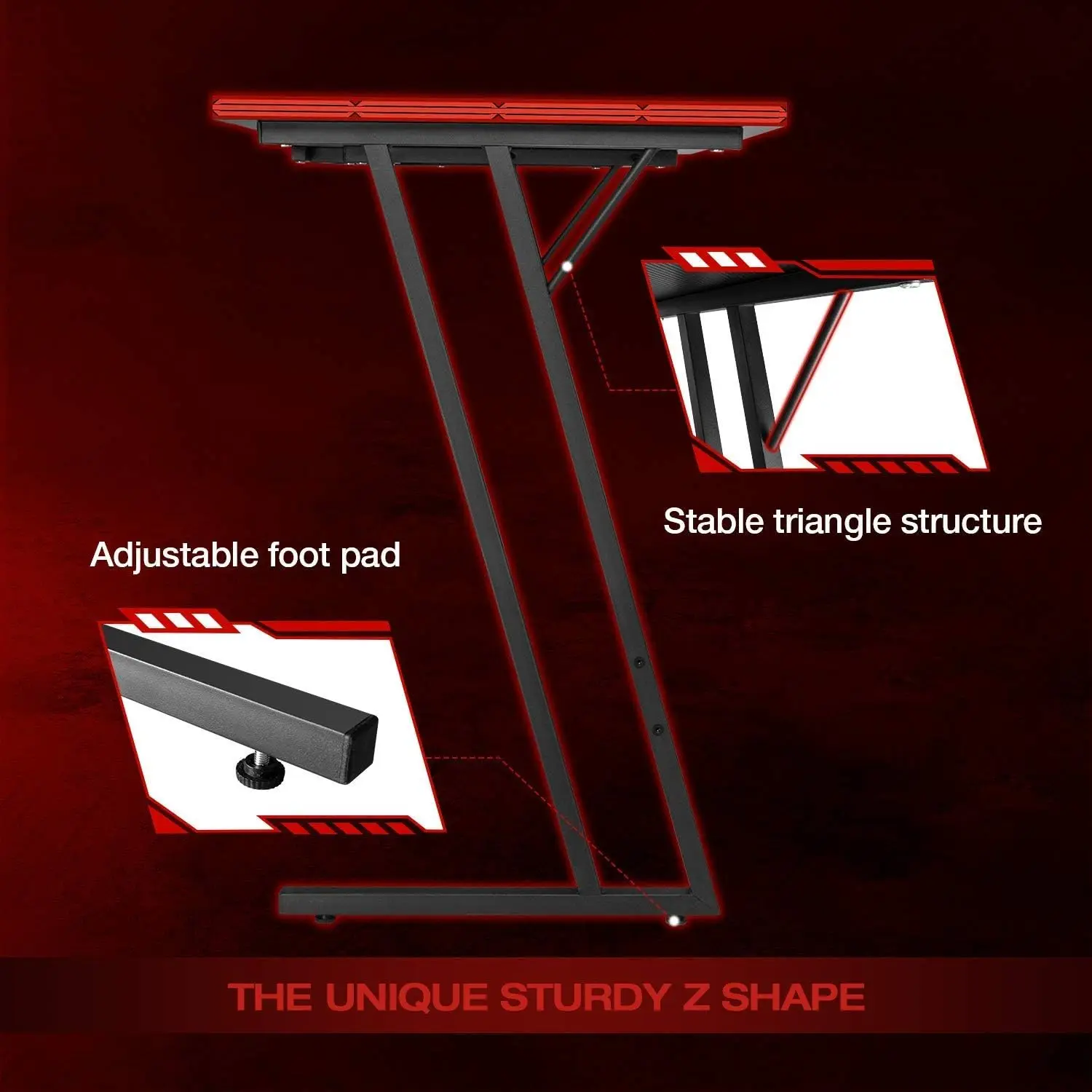L Shaped Gaming Desk Computer Corner Desk PC Gaming Desk Table with Large Monitor Riser Stand  (Black, 51 Inch) 5