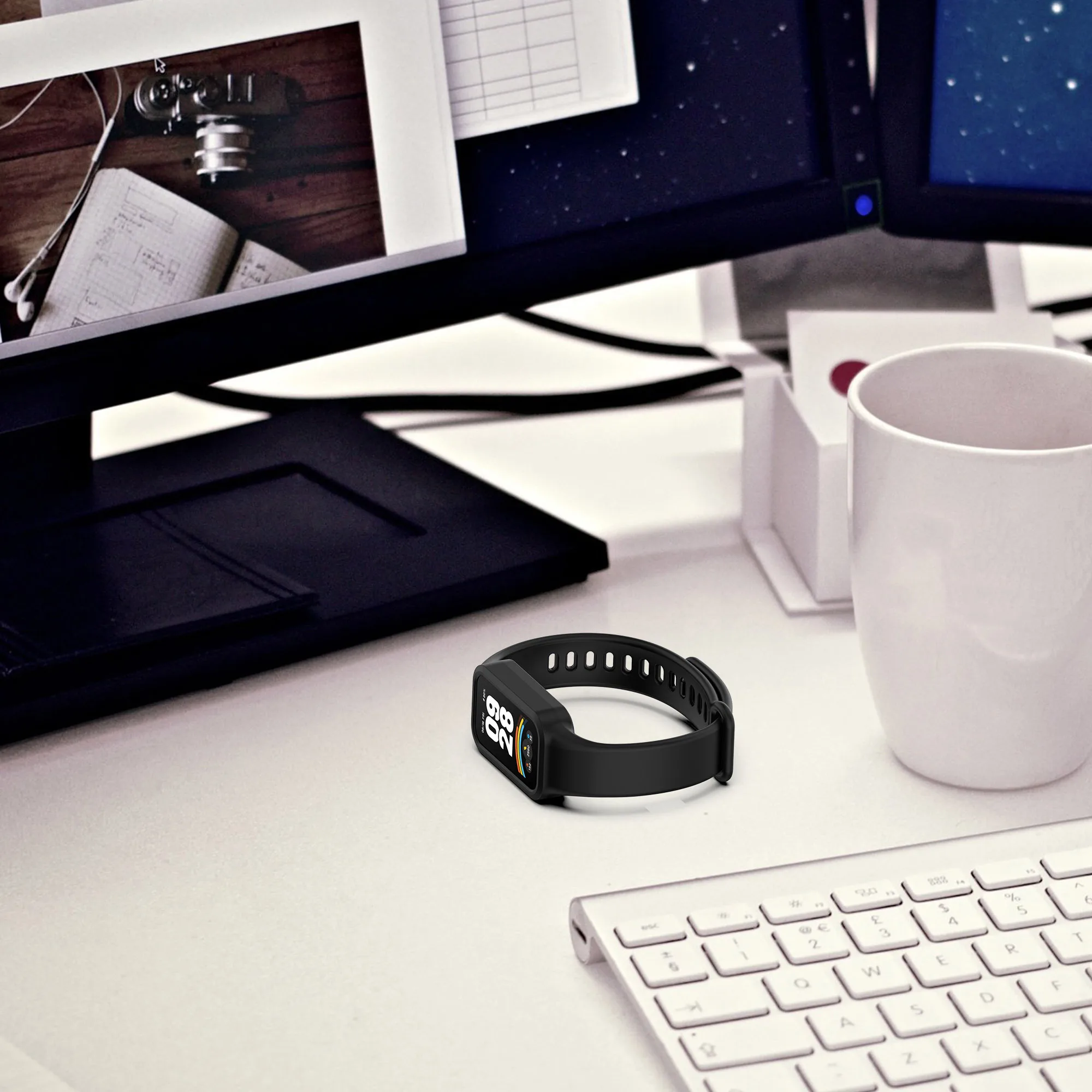 2-in-1 Silicone Strap Band with 3-Pack Anti-Scratch HD Screen Protector