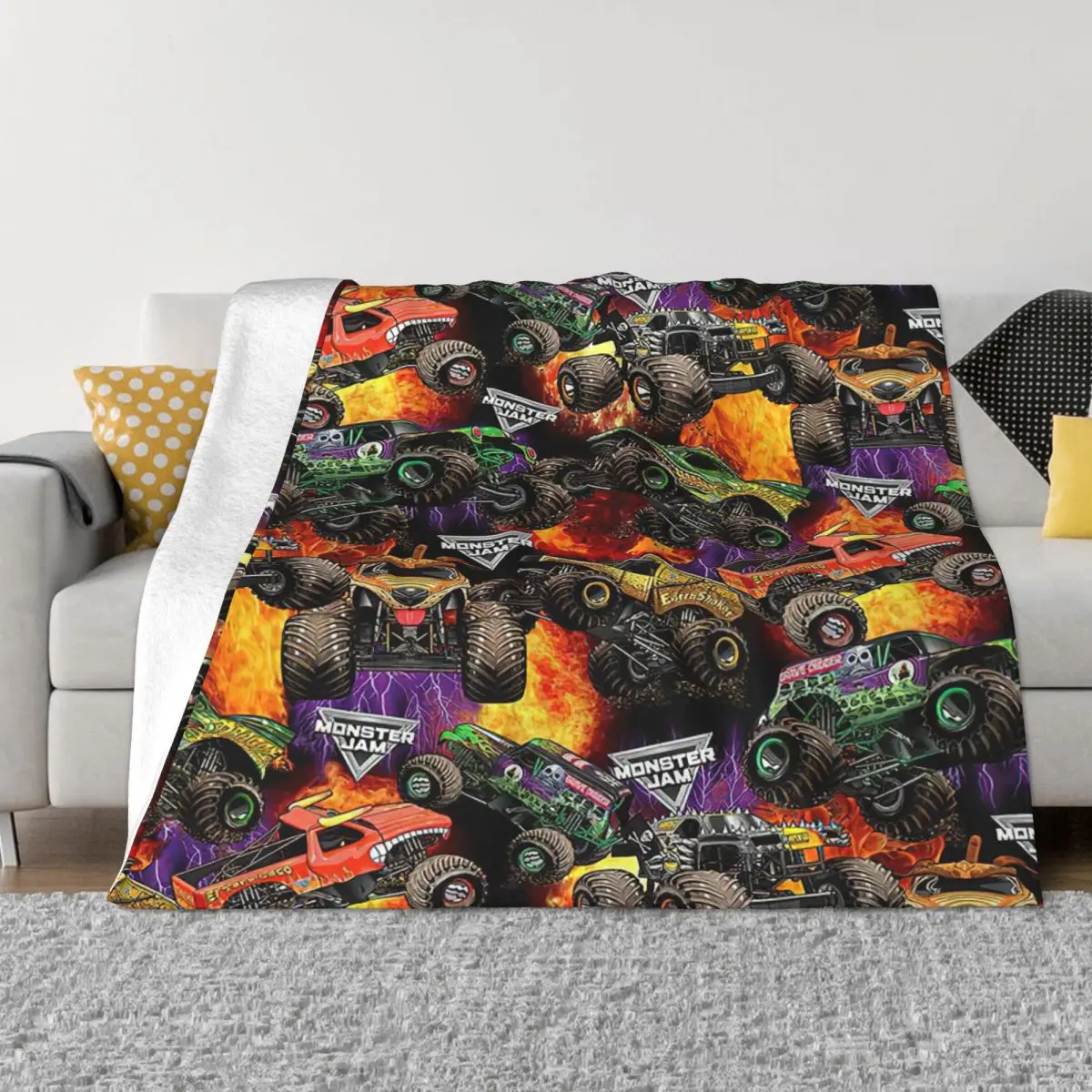 

Monster Jam Thrill Game Blanket Flannel Spring/Autumn Truck Monster Truck Thin Throw Blankets for Home Couch Bedding Throws