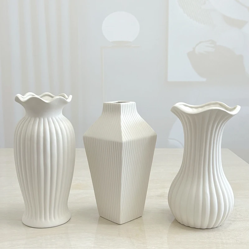 Nordic Style Ceramic Vase Flower Hydroponic Modern Large Vase Luxurious Design Living Room Yaron Aesthetic Home Decoration FYVS 5