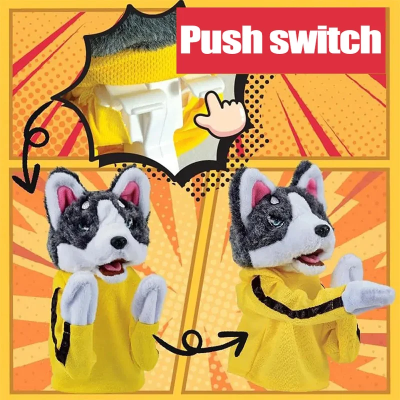 Kids Husky Kung Fu Gloves Toy Fighting Dog Boxing Hand Puppet Hand Finger Plush Doll Battle Party Social Strategy Tables Game 4