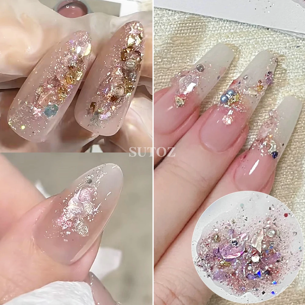 6Colors/Box Nail Art Mermaid Glitter Sequins Chunky Nail Glitter Sequins  Sparkly Flakes Holographic Glitter Slices For Nails - AliExpress