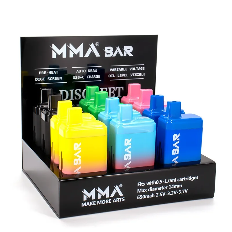 Mmabar wiederauf ladbarer vape mod mit bildschirm variabler spannung 650mah vorheizen vv gewinde batterie für dicke öl patronen wagen_S0da80995419e4da797740f8807f9e5c2y