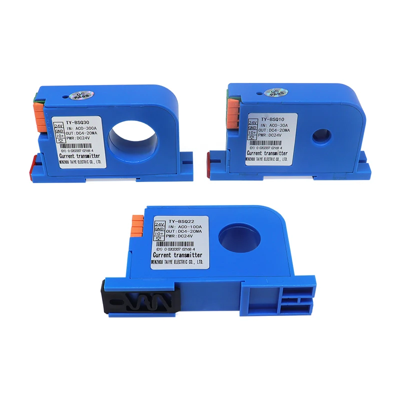 홀 DC 전류 센서 송신기 출력 4-20mA 전원 공급 장치 24VDC 0-150A 입력 10mm 22mm 30mm 구멍 전류 변압기