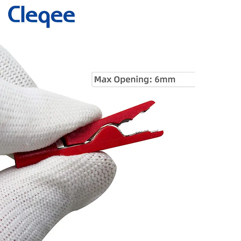 Peakelect P2009 Mini Insulated Alligator Clips with 2mm Socket Crocodile Clamp Connector 300V/10A Electrical Testing Tools